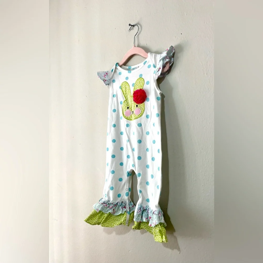 Peaches and Cream Easter Romper‎ Ruffles Bunny Size 18M